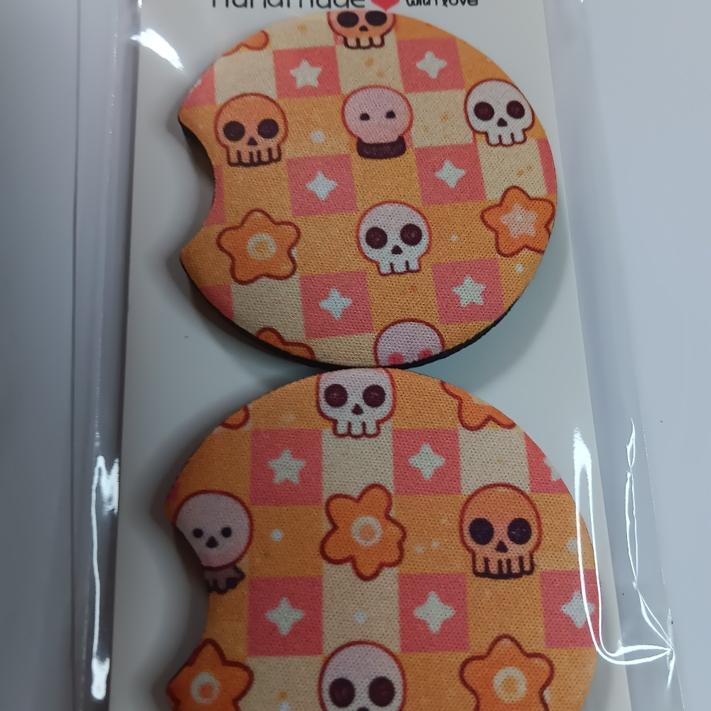 Skull and Star Car Coasters 2pcs - Picture 4 of 4